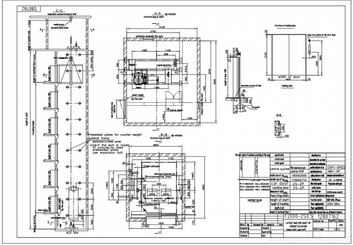 Thông số kỹ thuật thang máy Mitsubishi 450kg và bản vẽ kỹ thuật