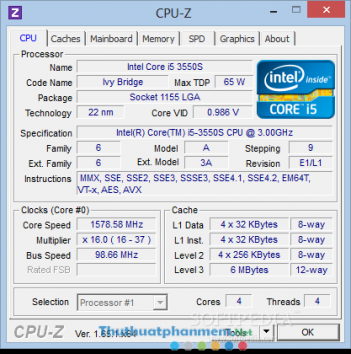 Download CPU-Z phần mềm kiểm tra cấu hình máy tính